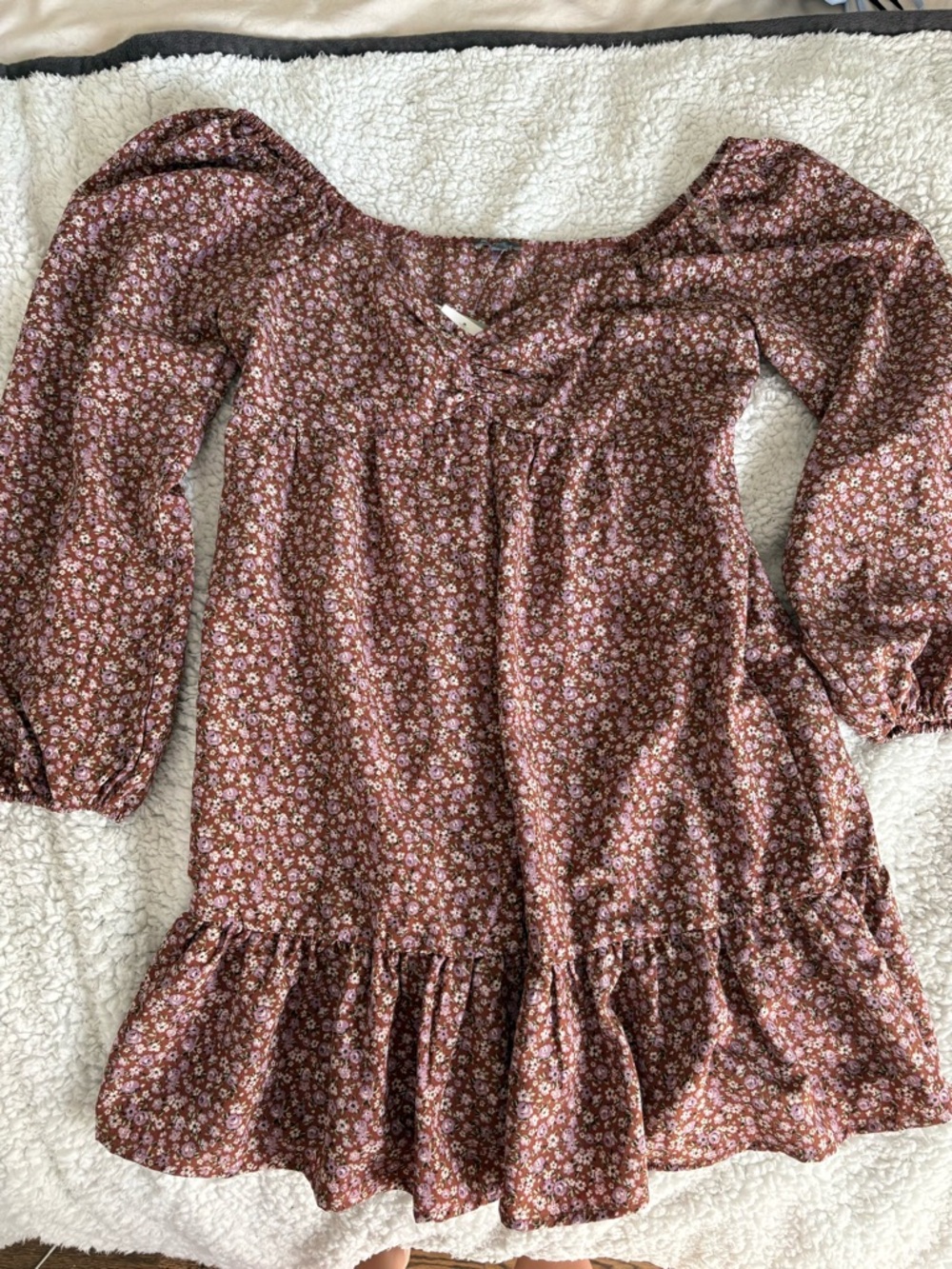 Lily Rose Rust Floral Long Sleeve Mini Dress